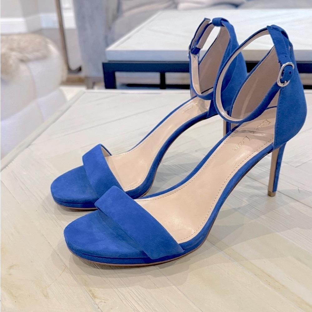 Essex Lane Royal Blue Suede Ankle-Strap Stiletto Heels